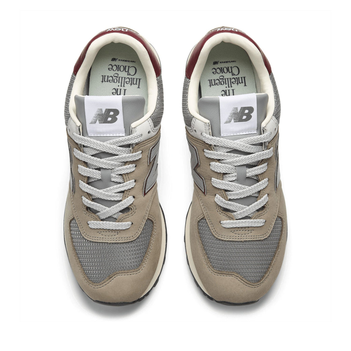 New Balance Unisex 574 in Arid Stone with Monarch Burgundy