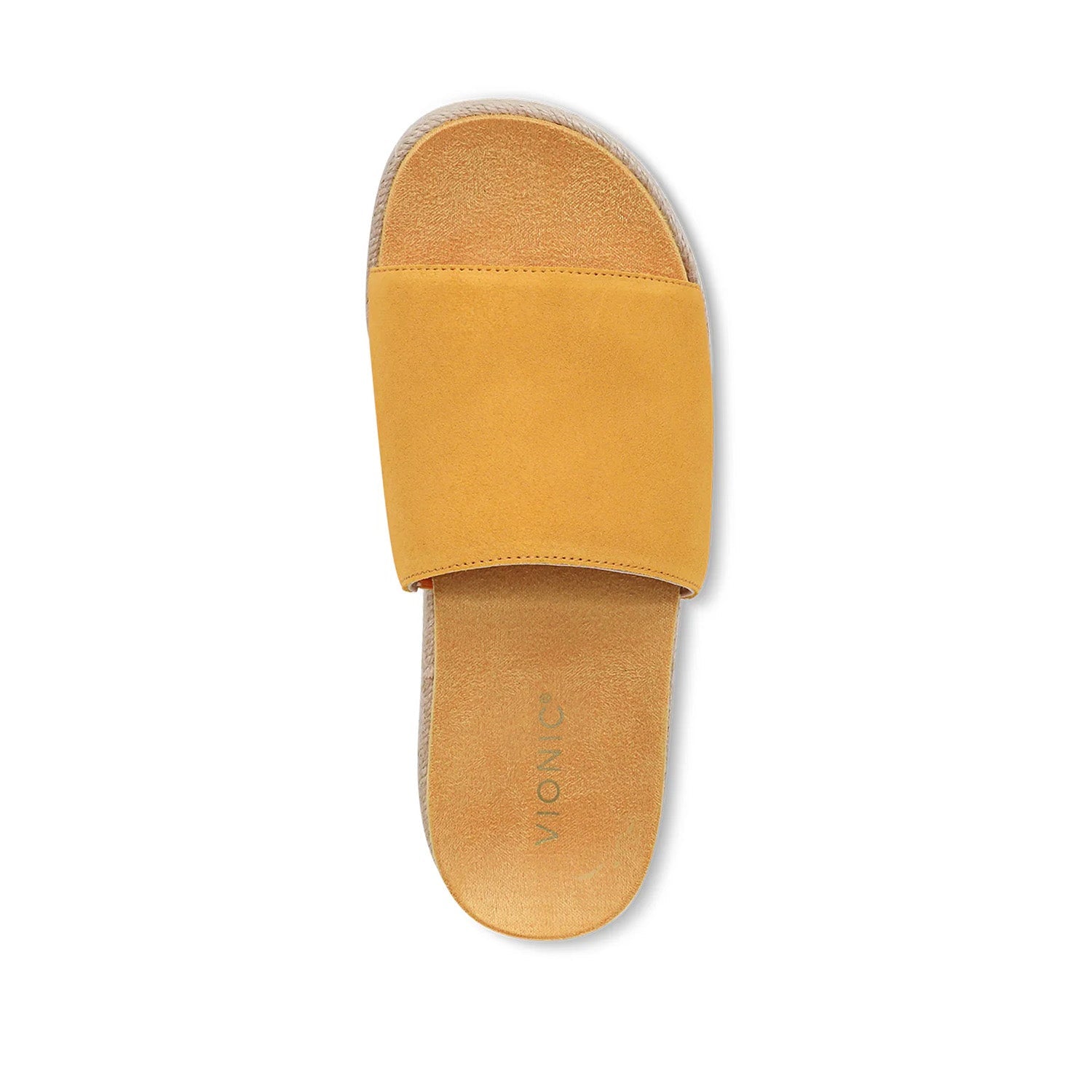 Vionic Women's Yasmina Platform Slide Sandal in Amber Yellow