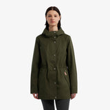 Hunter  Women's Adela Cotton Canvas Rain Jacket Green Reg