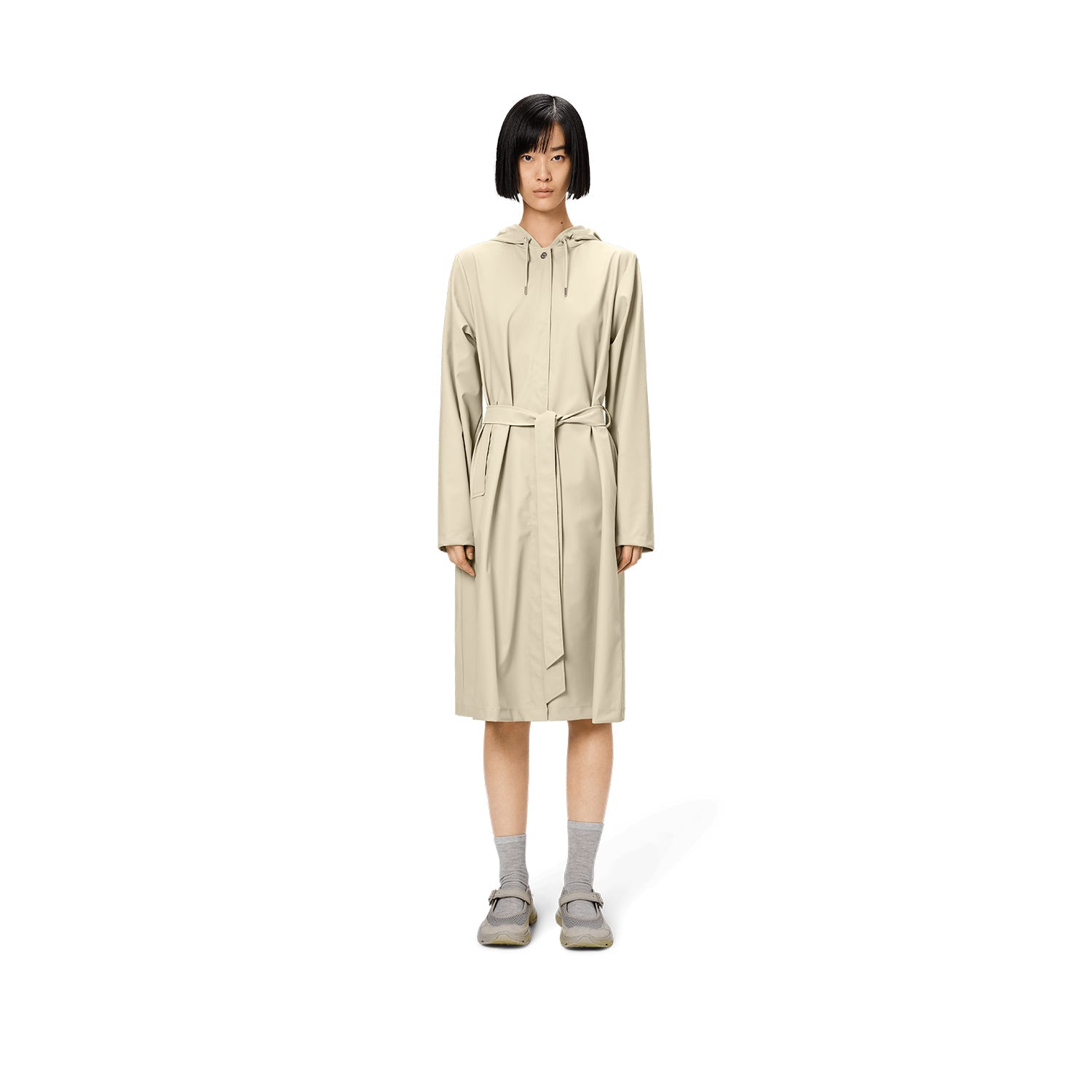 Rains Women's A-Line Longer Jacket W3 in Dune