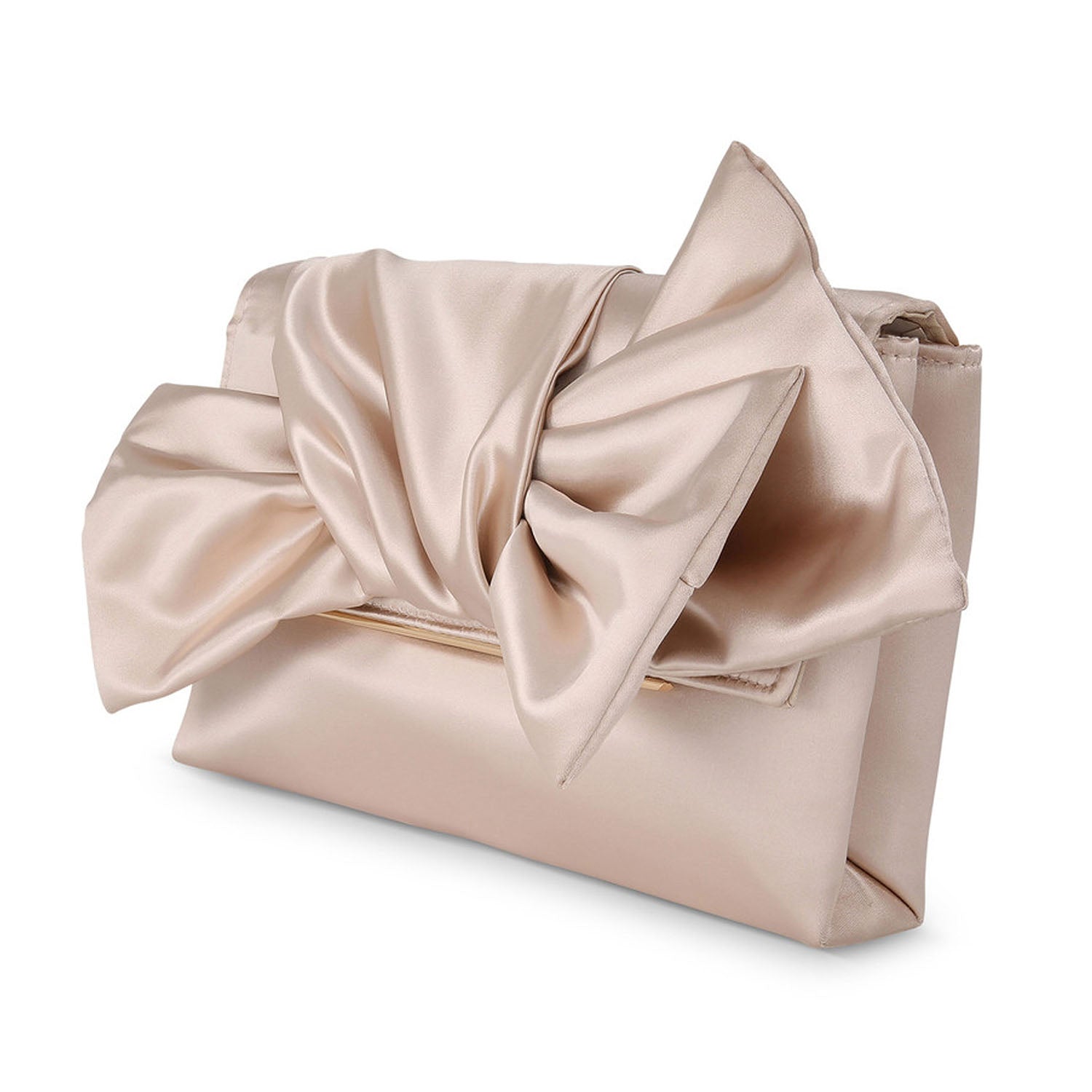 Jewel Badgley Mischka Women's Tie Bow Clutch in Champagne