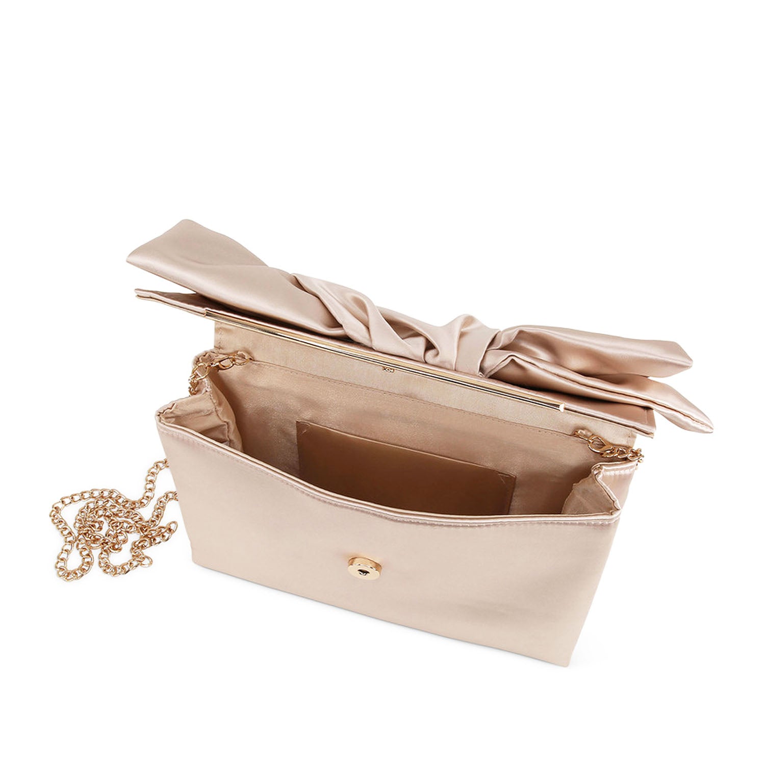 Jewel Badgley Mischka Women's Tie Bow Clutch in Champagne
