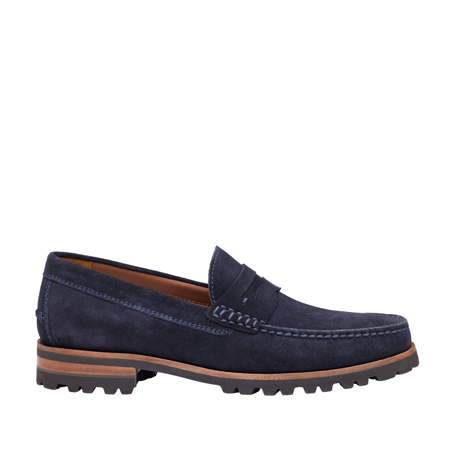 Johnston & Murphy Men's Baldwin Lug Penny Loafer in Navy