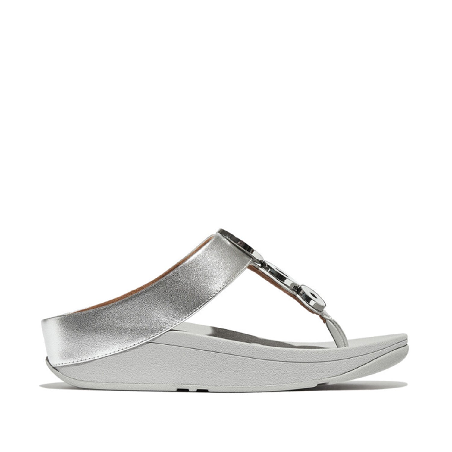Fitflop Women's Fino Resin Hoop Leather Toe Post Sandal in Silver