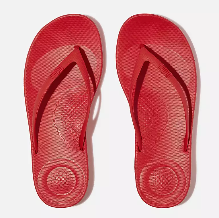 Fitflop Women's IQushion Ergonomic Flip Flop in Red