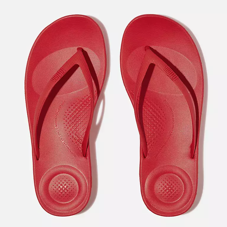 Fitflop Women's IQushion Ergonomic Flip Flop in Red