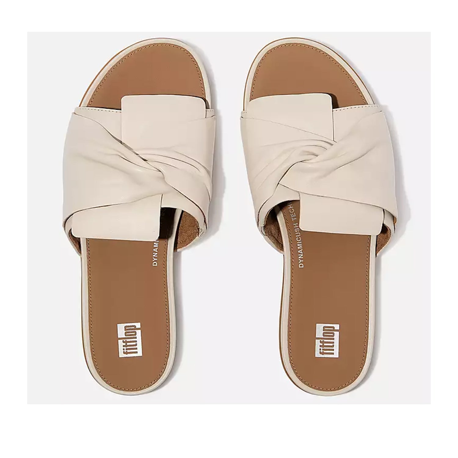 Fit Flop Women's Gracie Soft Twist Leather Slides in Beige