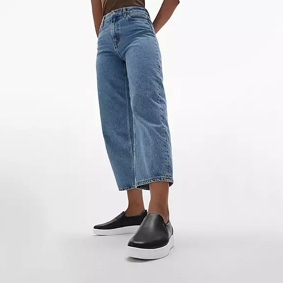 Fitflop Women's Rally Leather Slip On Skate Sneaker