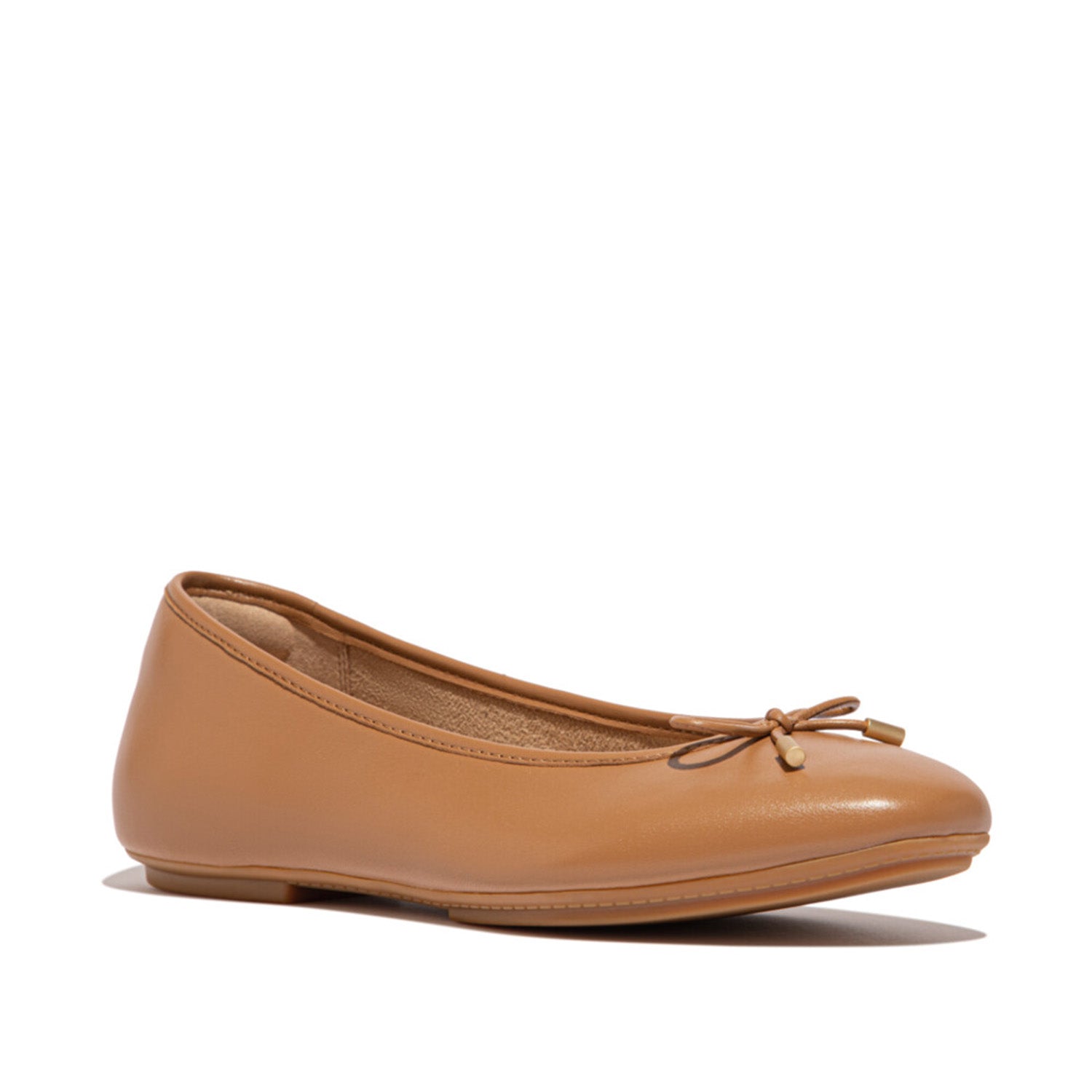 Fitflop Women's DELICATO Bow Soft Leather Ballet Flats in Cashew