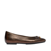 Fitflop Women's DELICATO Bow Soft Metallic-Leather Ballet Flats in Metallic Mole