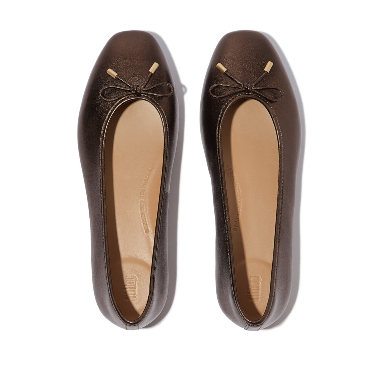 Fitflop Women's DELICATO Bow Soft Metallic-Leather Ballet Flats in Metallic Mole