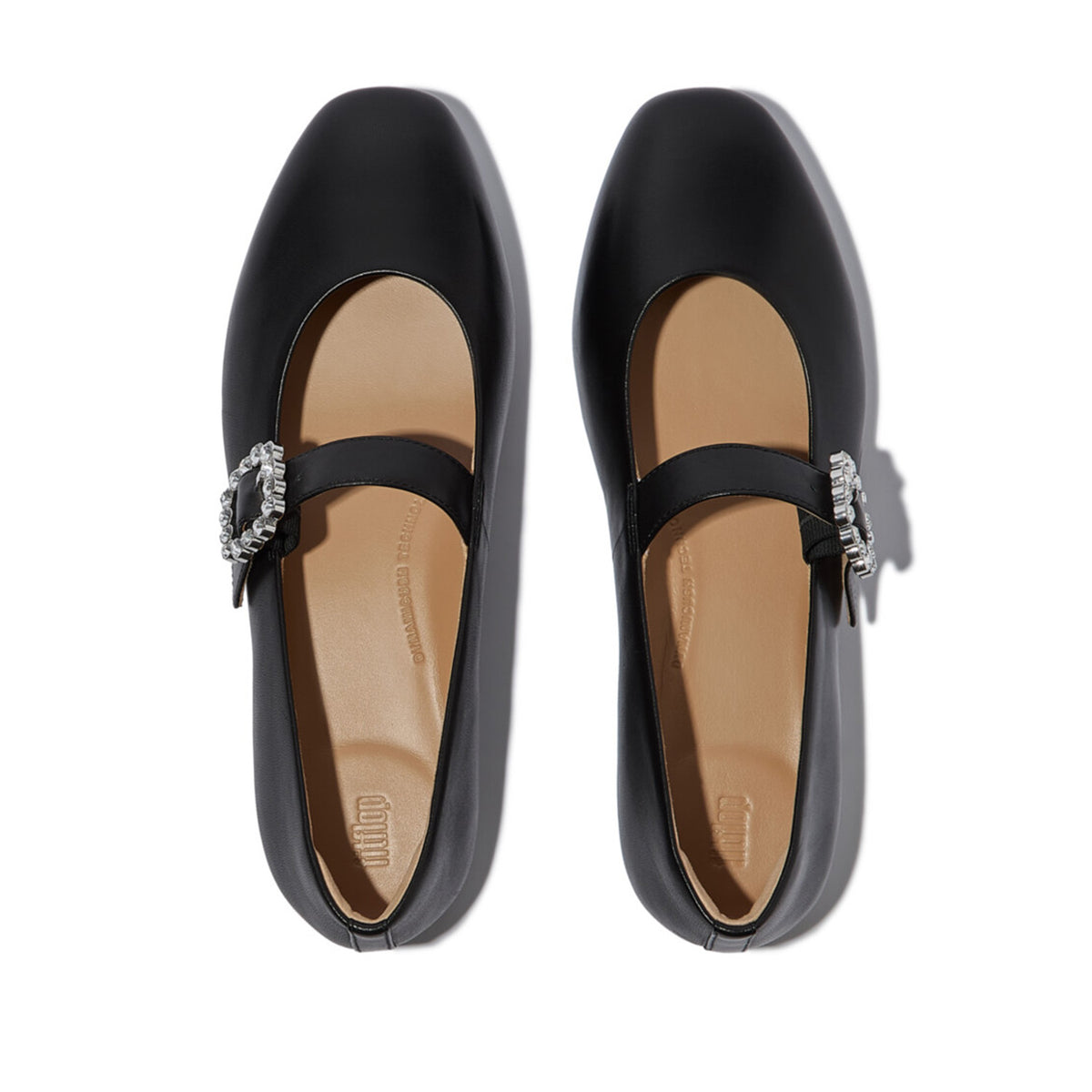 Fitflop Women's DELICATO Crystal-Buckle Leather Mary Janes in Black