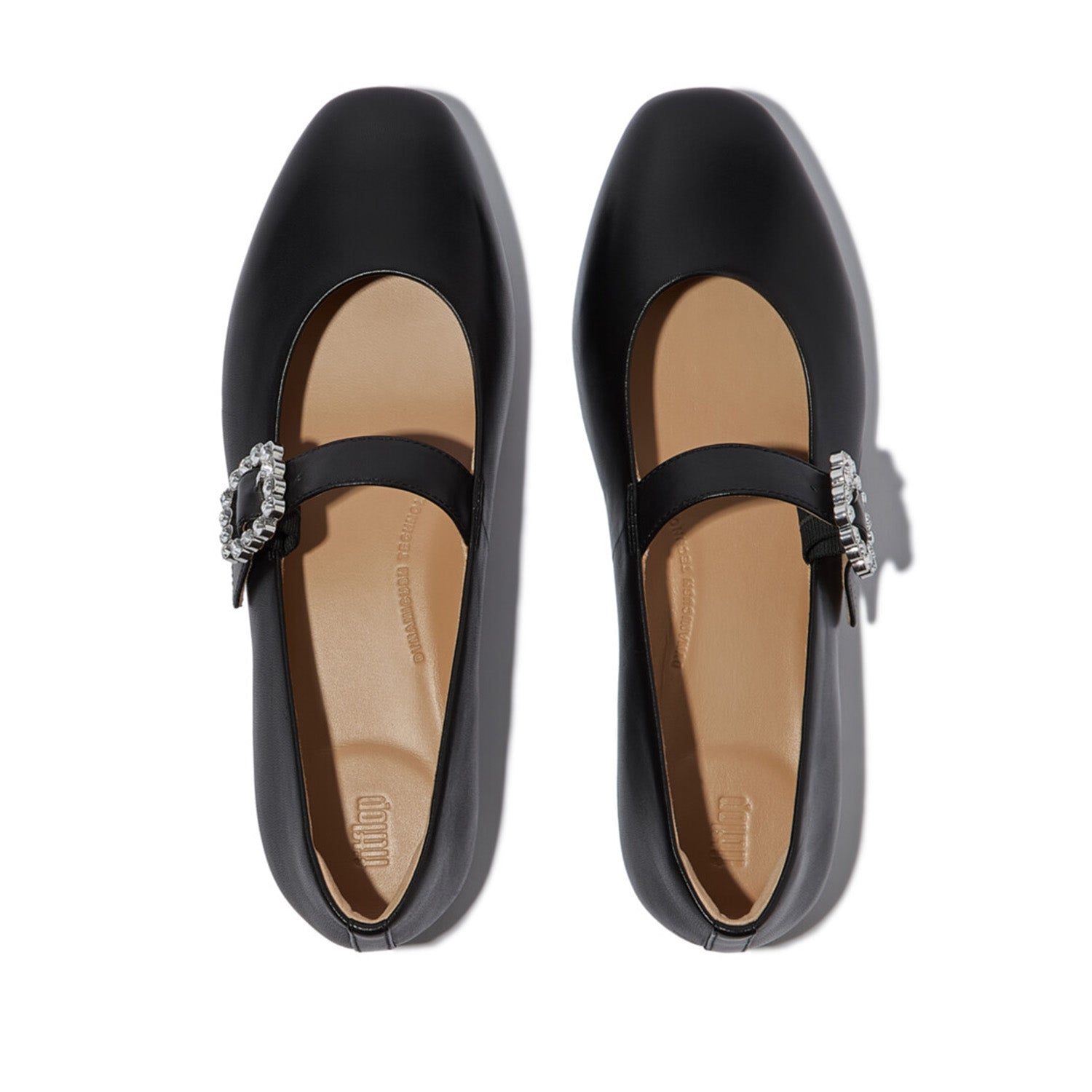 Fitflop Women's DELICATO Crystal-Buckle Leather Mary Janes in Black