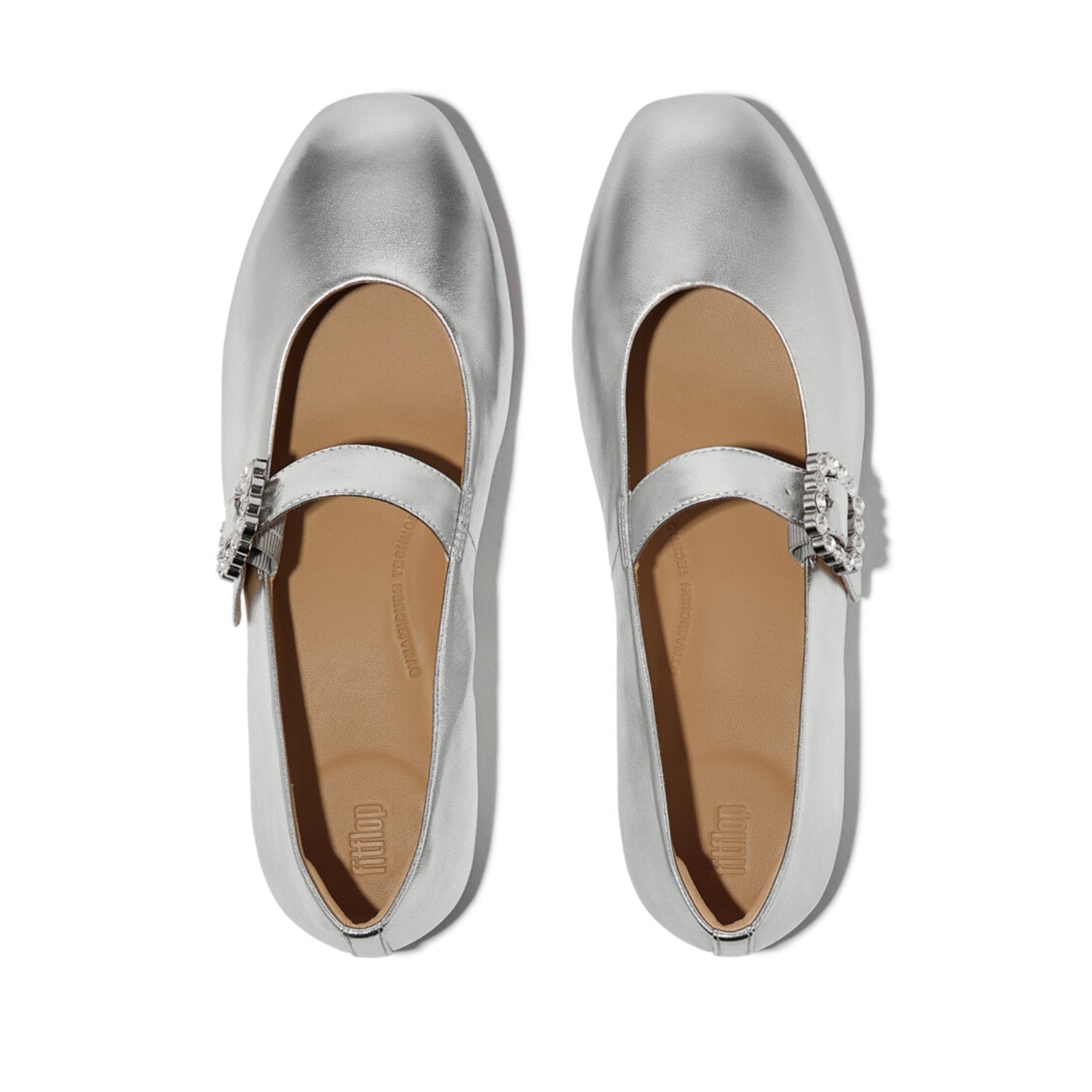 Fitflop Women's DELICATO Crystal-Buckle Leather Mary Janes in Silver