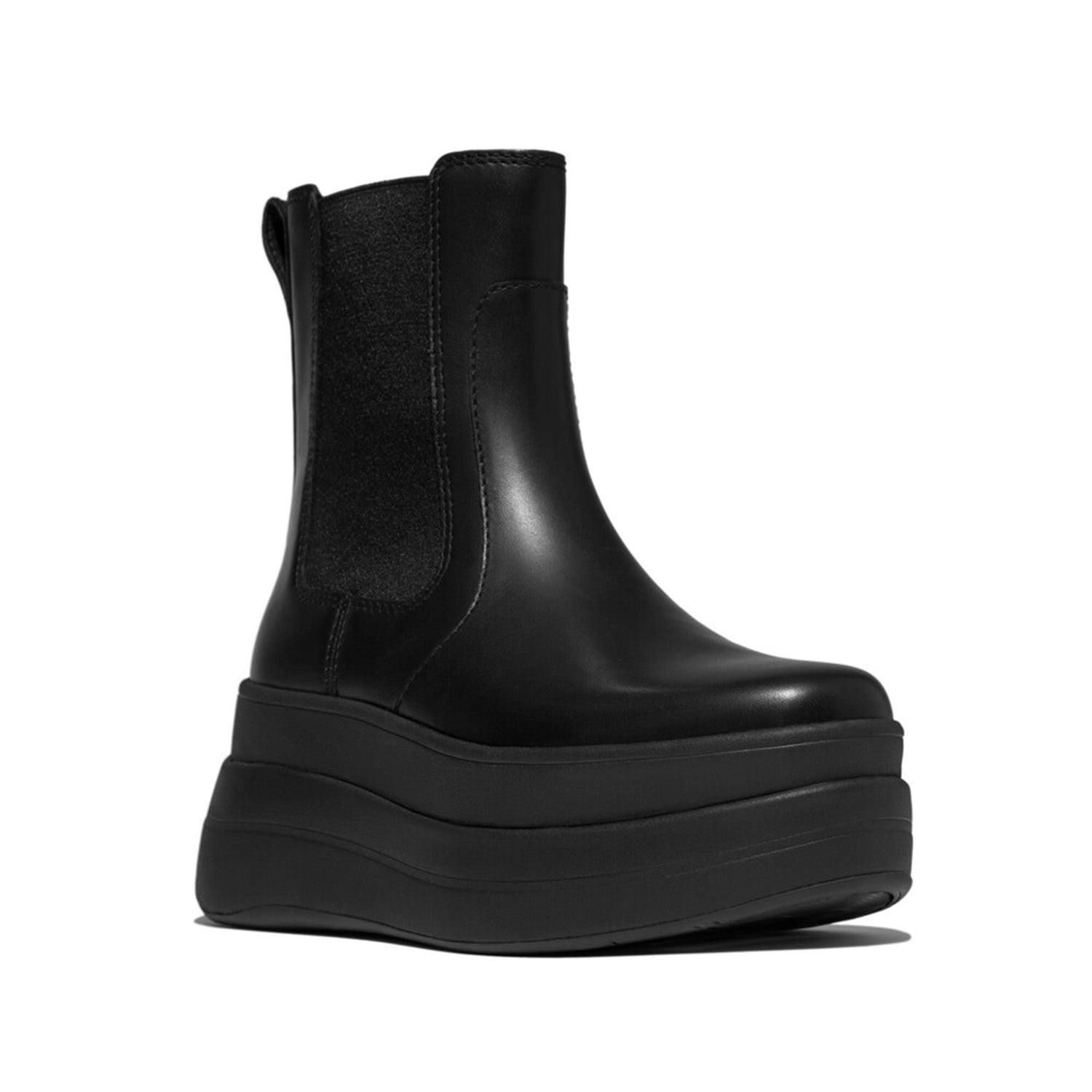 Fitflop Women's F-MODE Stack Leather Chelsea Boots in All Black