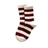 FLOOF Cotton Crew Sock in Burgundy Stripe