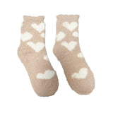 FLOOF Fuzzy Heart Sock in Beige/White