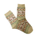 FLOOF Women's Reindeer Socks in Cream/Pink