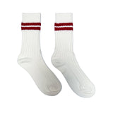 FLOOF Ribbed Tube Sock in White/Red