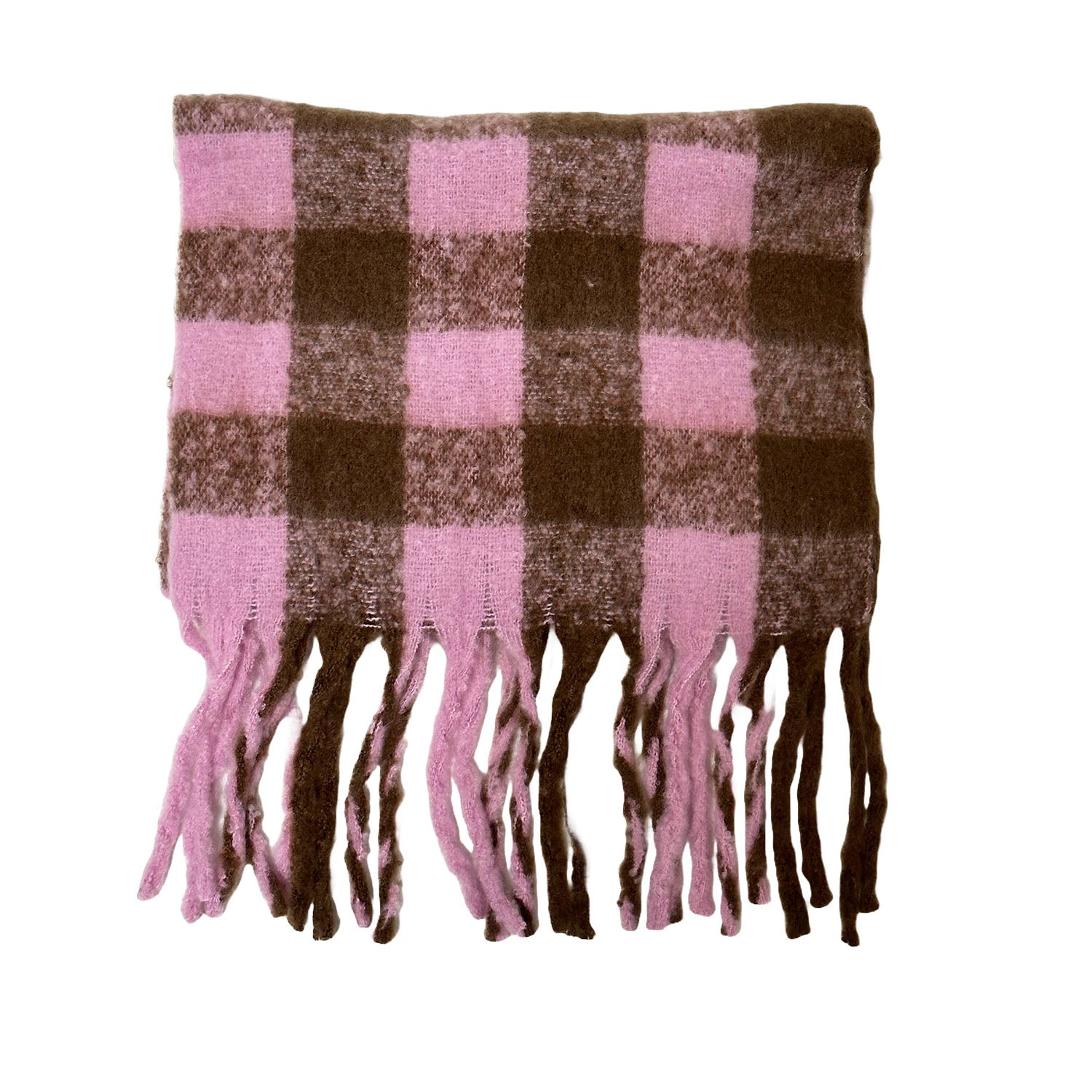 FLOOF Women's Plush Blanket Scarf in Pink/Brown