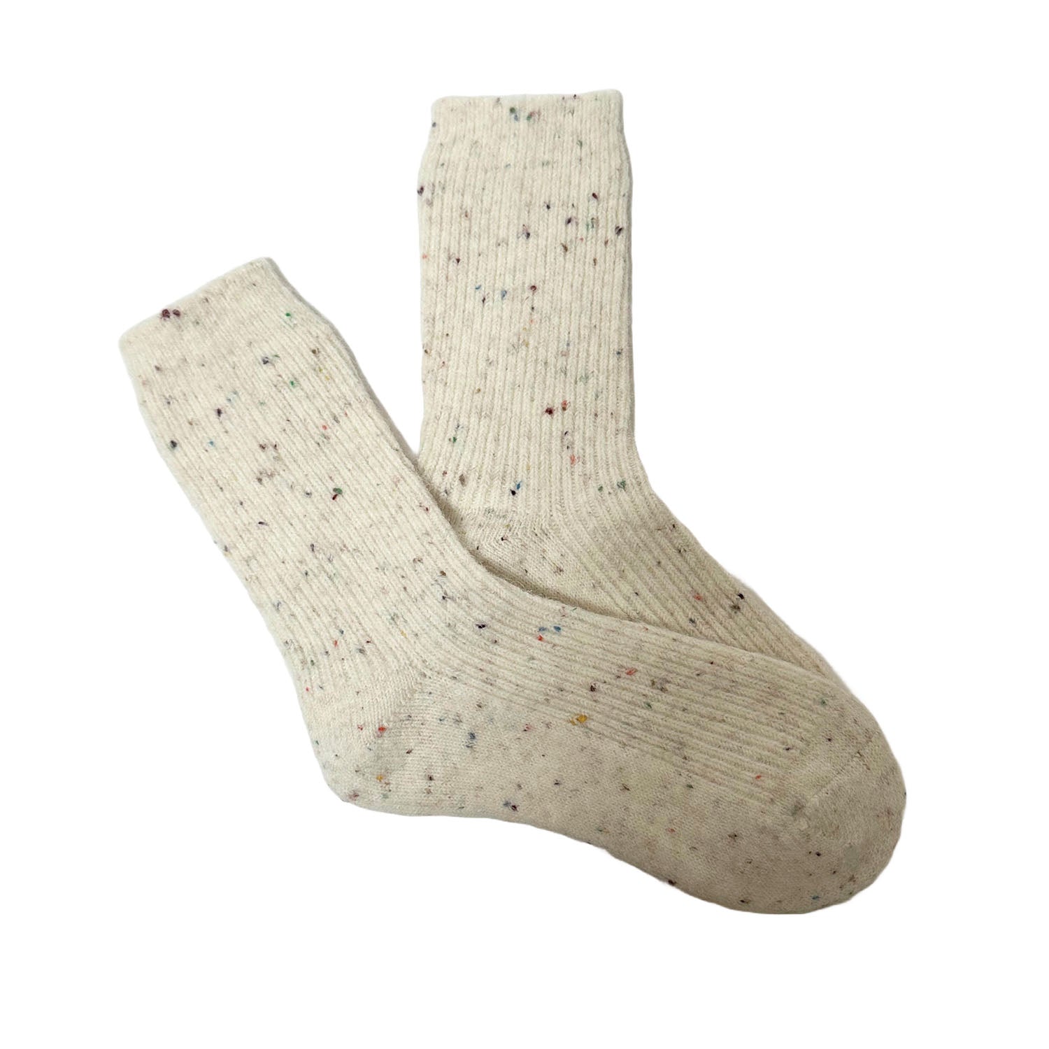 FLOOF Women's Speckled Wool Blend Socks in White