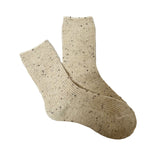 FLOOF Women's Speckled Wool Blend Socks in Beige