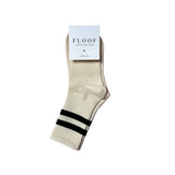 FLOOF Striped Crew Sock in Beige/Black