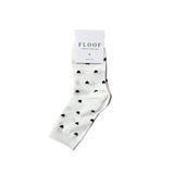 FLOOF Tiny Heart Sock in White/Black