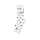 FLOOF Tiny Heart Sock in White/Red