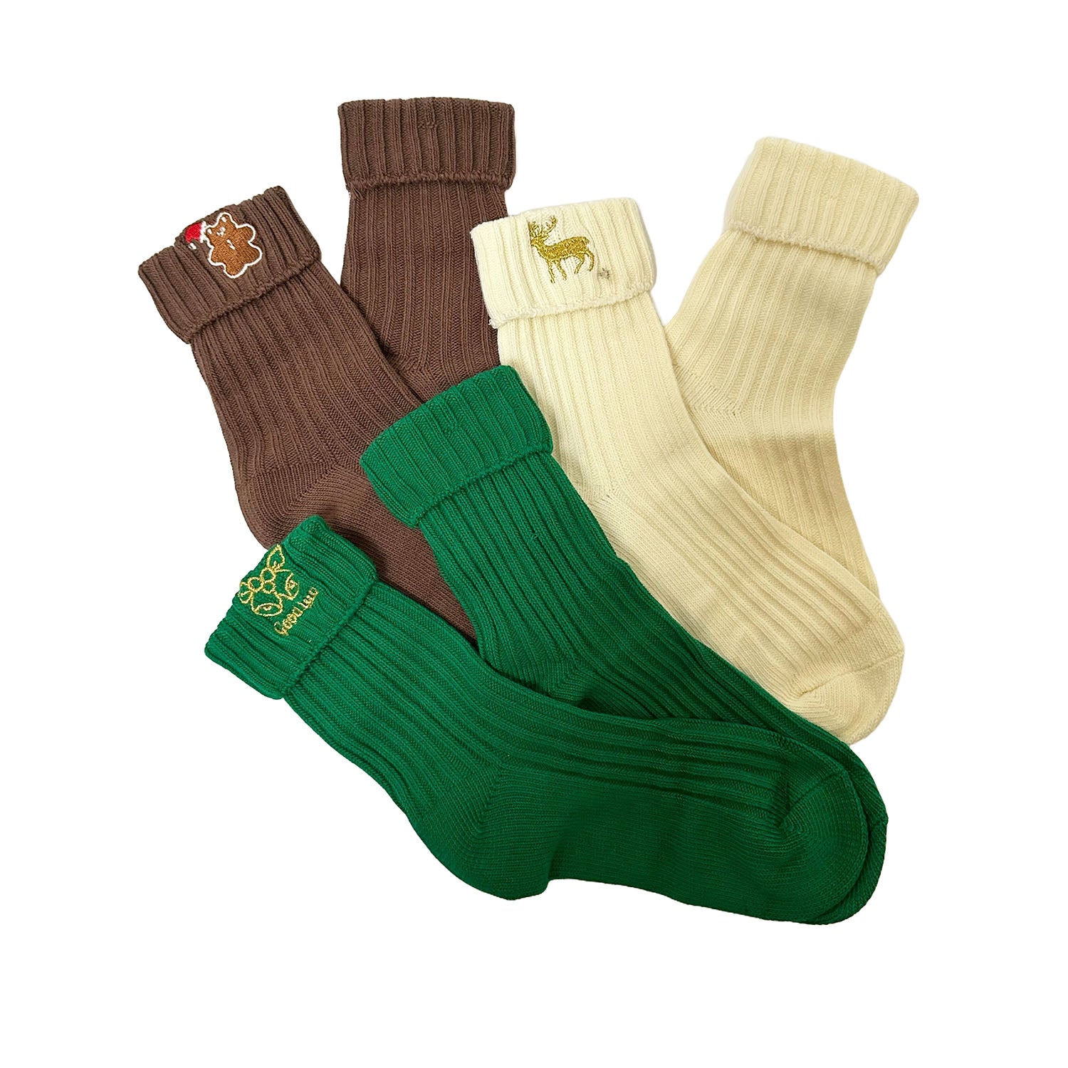 FLOOF Women's Christmas Sock Bundle in Gingerbread