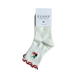 FLOOF For the Frill Emoji Sock in White Cherry