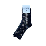 FLOOF Floral Mesh Sock in Black