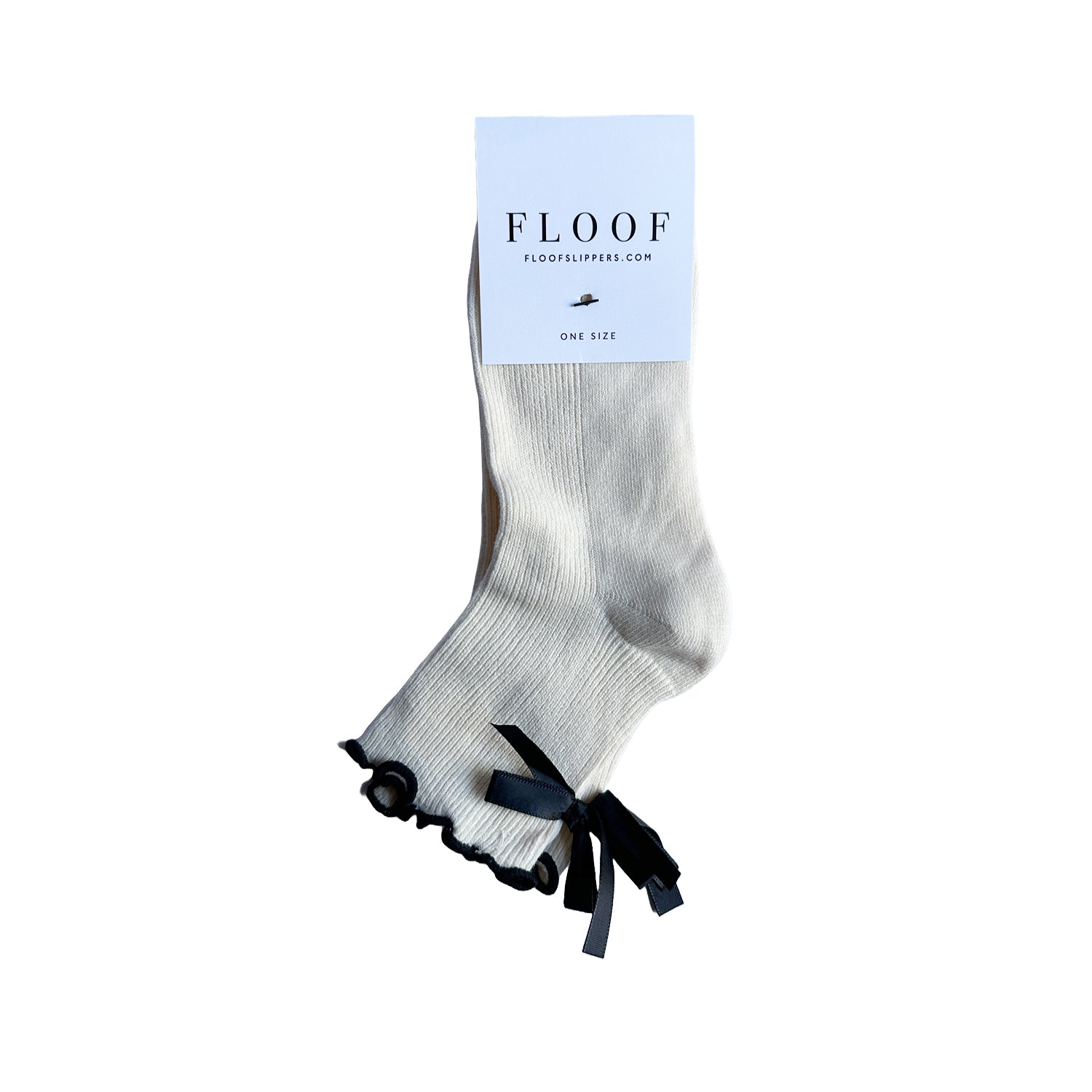 FLOOF Ruffle Bow Sock in Cream