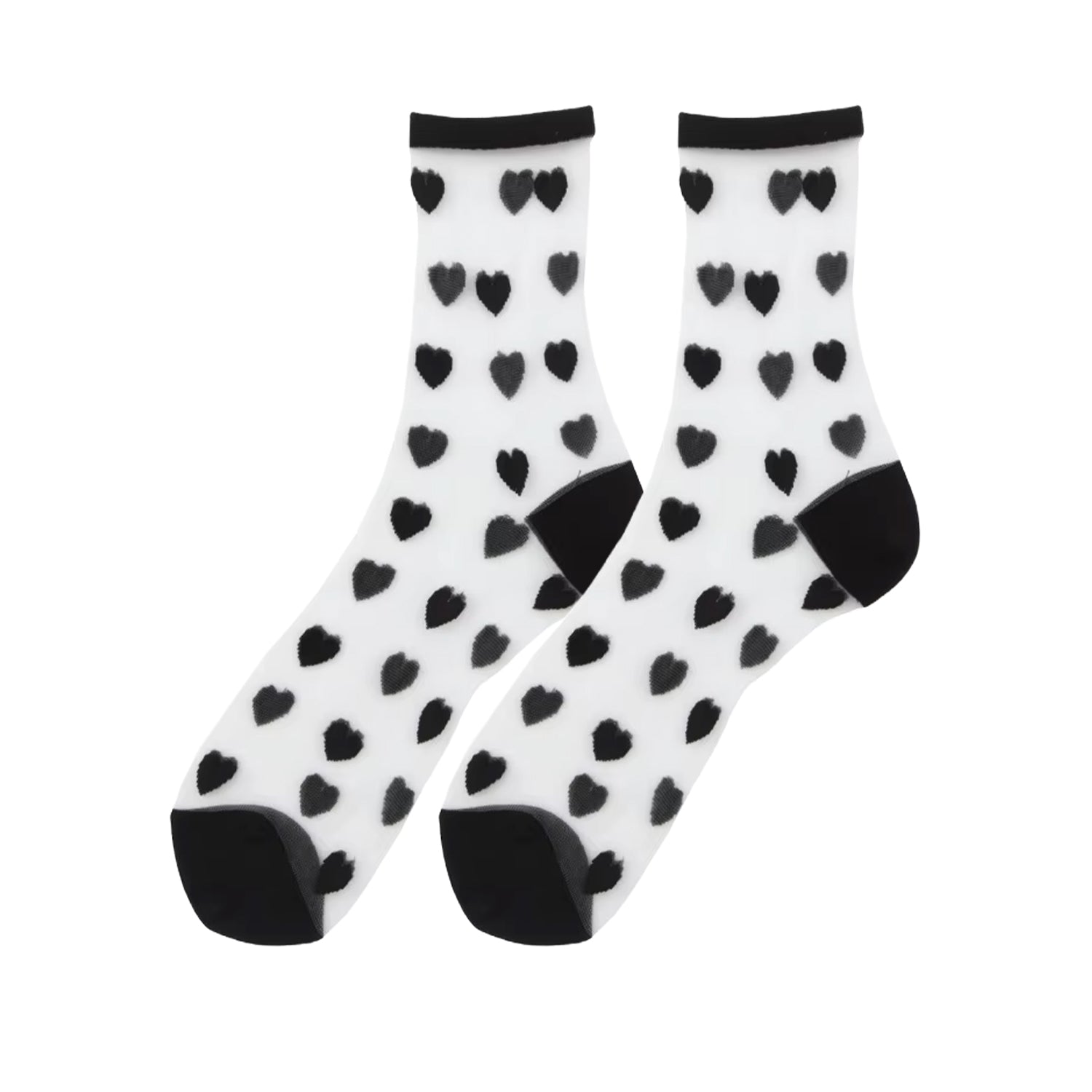 FLOOF Sheer Heart Sock in Black