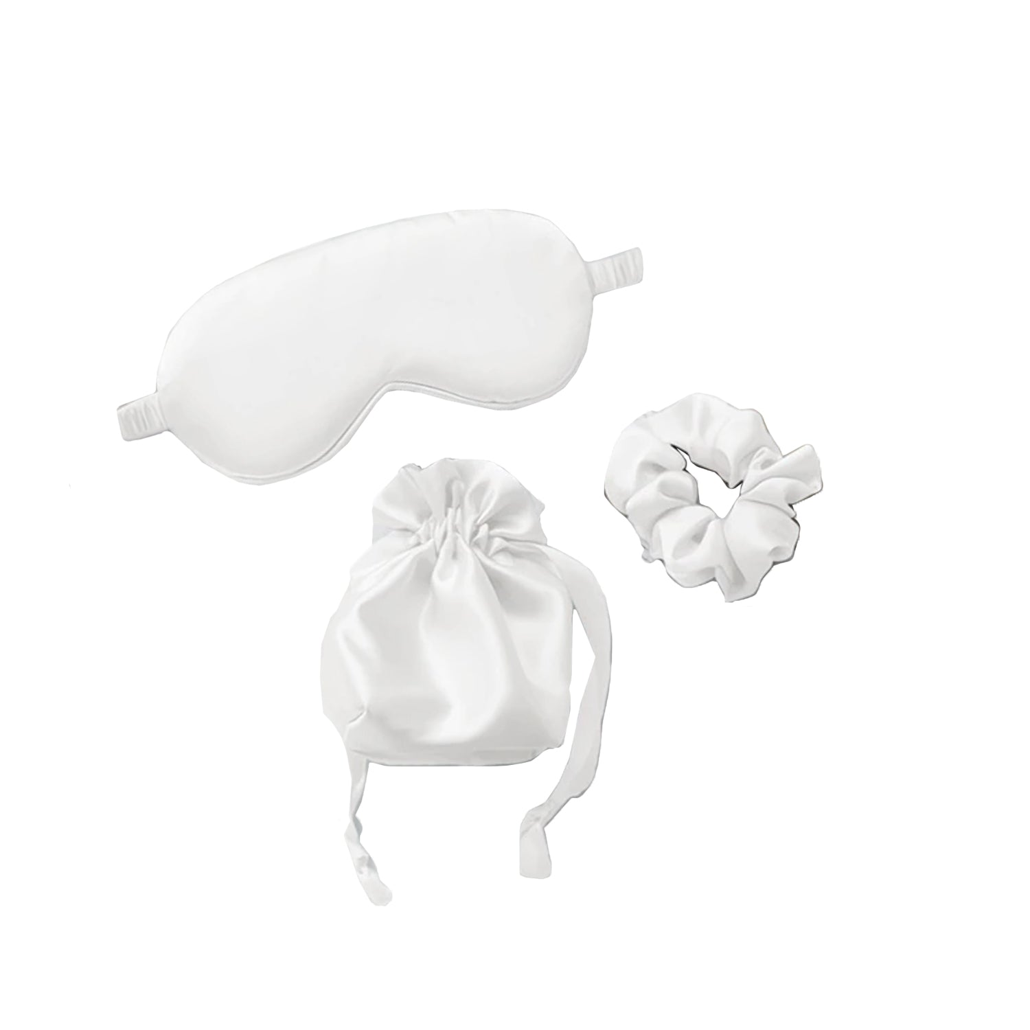 FLOOF Women's Silk 3-Piece Sleep Set in White