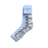 FLOOF Tall Floral Mesh Sock in White