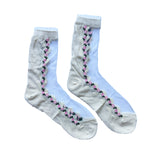 FLOOF Tall Floral Mesh Sock in White