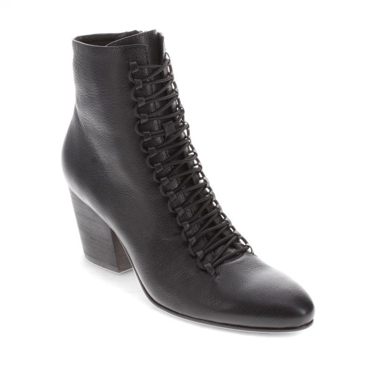 Django And Juliette Women's Inkjet Ankle Boot in Black-Black Heel