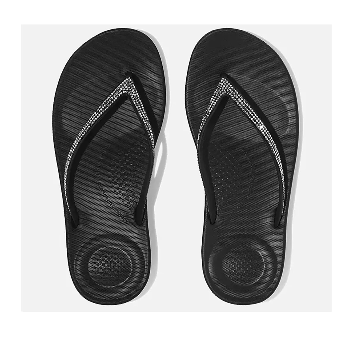 Fitflop Women's Iqushion Sparkle Ergonomic Flip Flop in Black