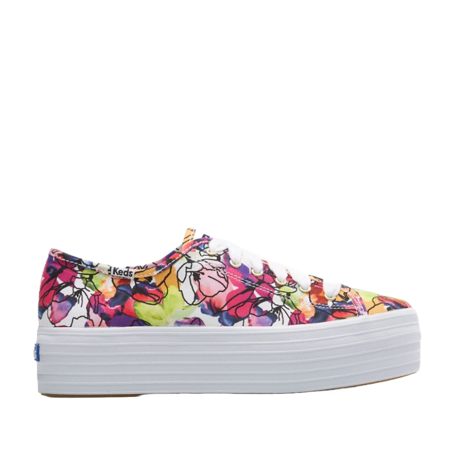 Keds Women's Triple Up Watercolor Floral in White/Purple