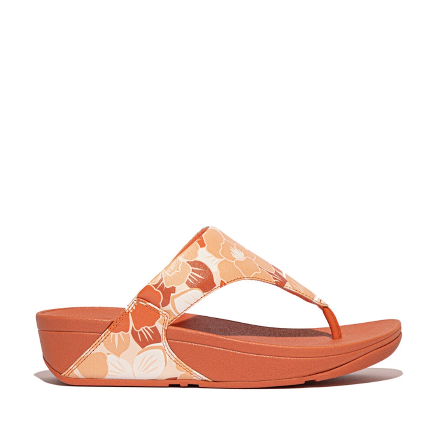 Fitflop Women's Lulu Flowerz Leather Toe Post Sandal in Peachy Mix