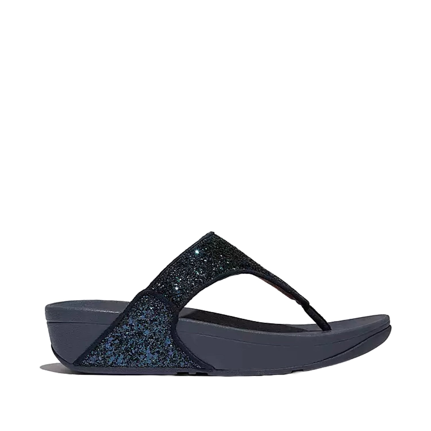 Fitflop Women's Lulu Glitter Toe Post Sandal in Midnight Navy