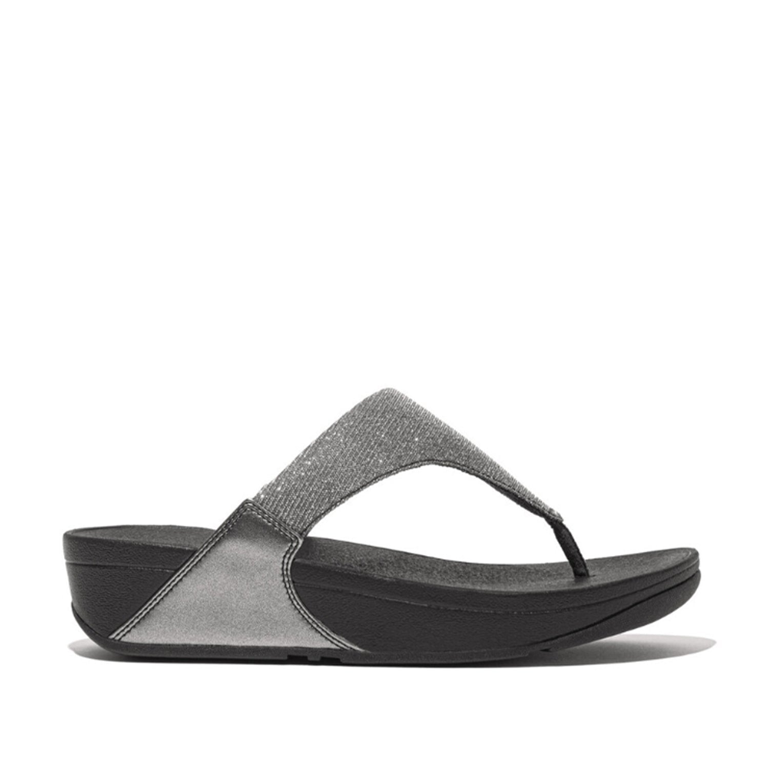 Fitflop Women's Lulu Shimmerlux Toe Post Sandal in Pewter