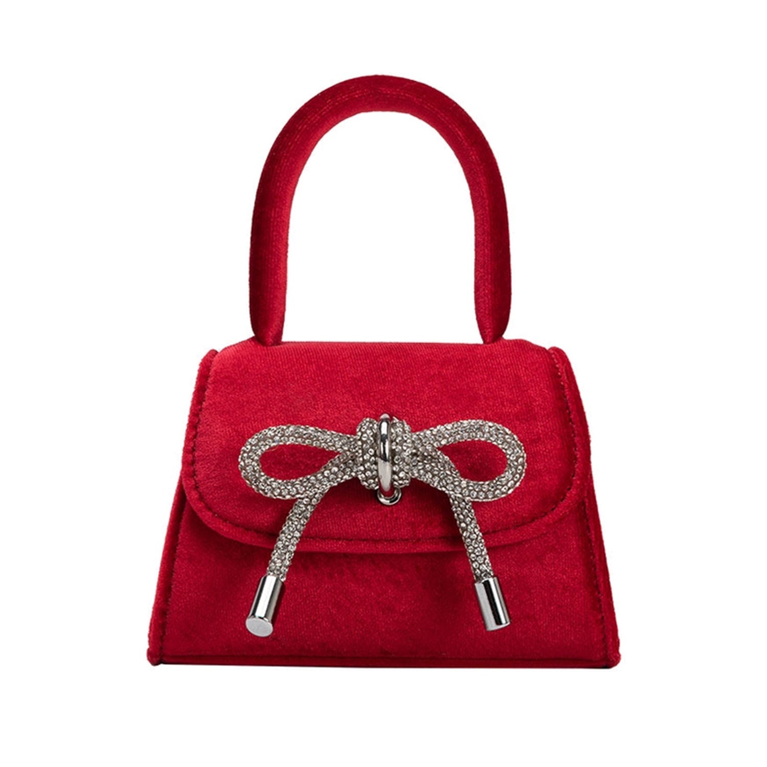 Melie Bianco Women's Sabrina Velvet Top Handle Bag in Red