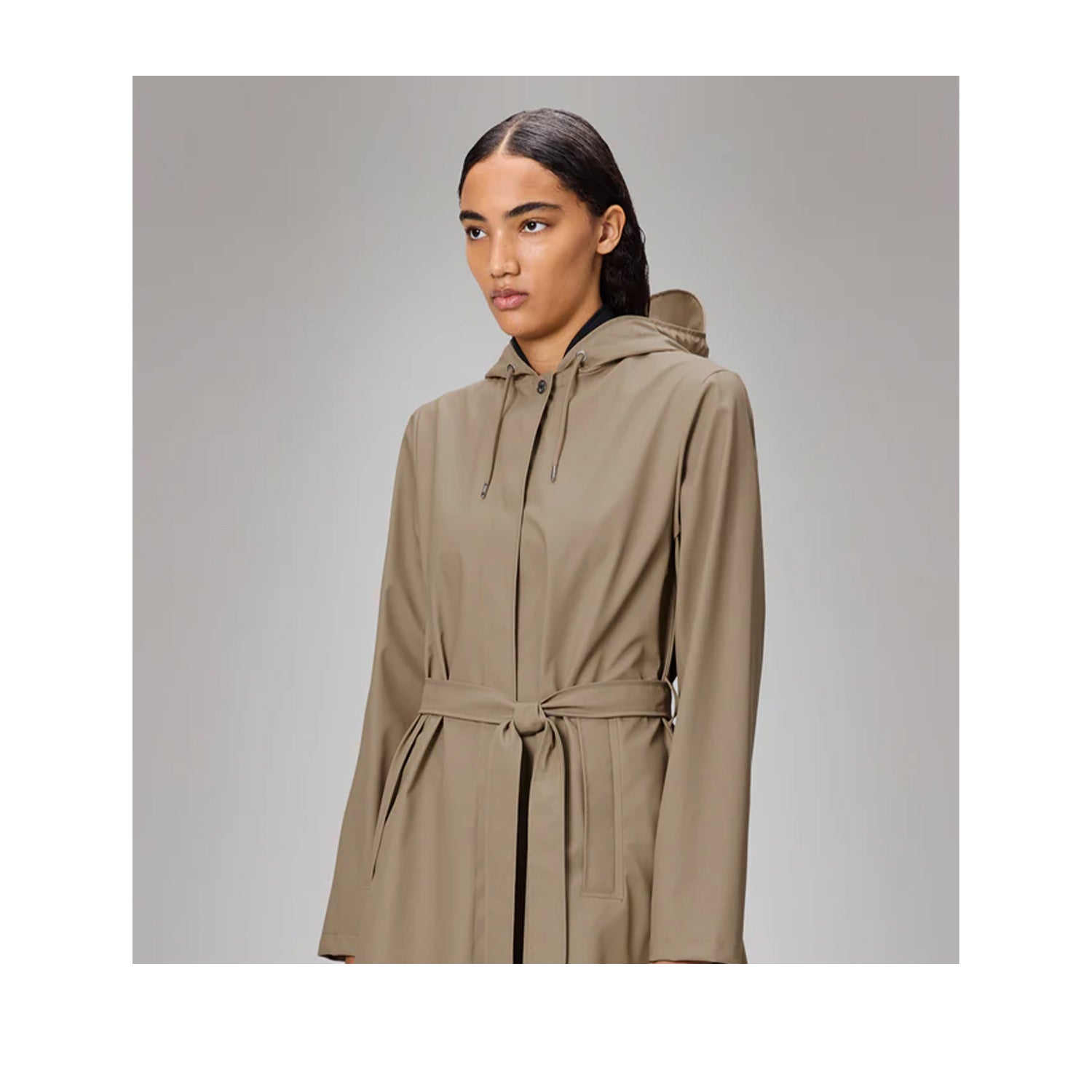 Rains Women's A-Line Longer Jacket W3 in Beige