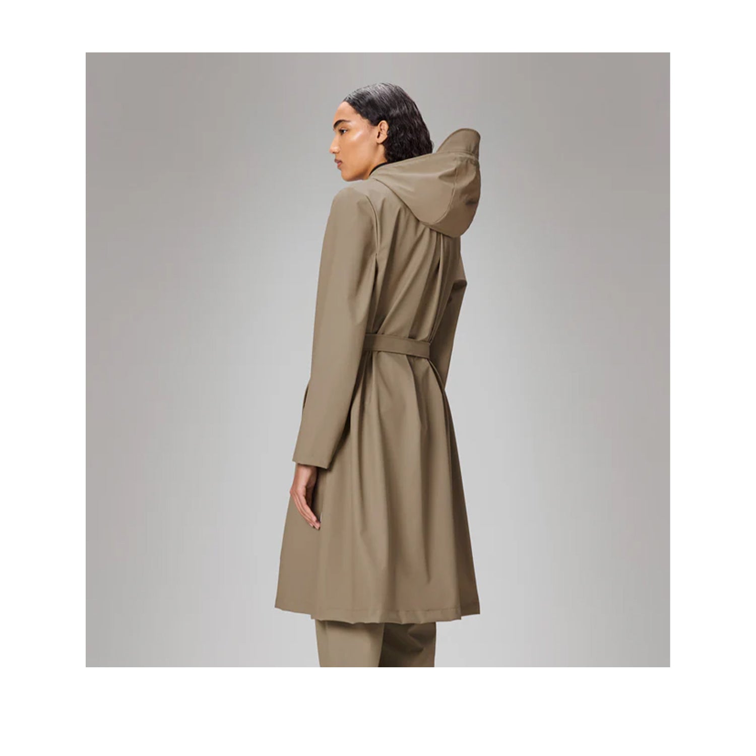 Rains Women's A-Line Longer Jacket W3 in Beige