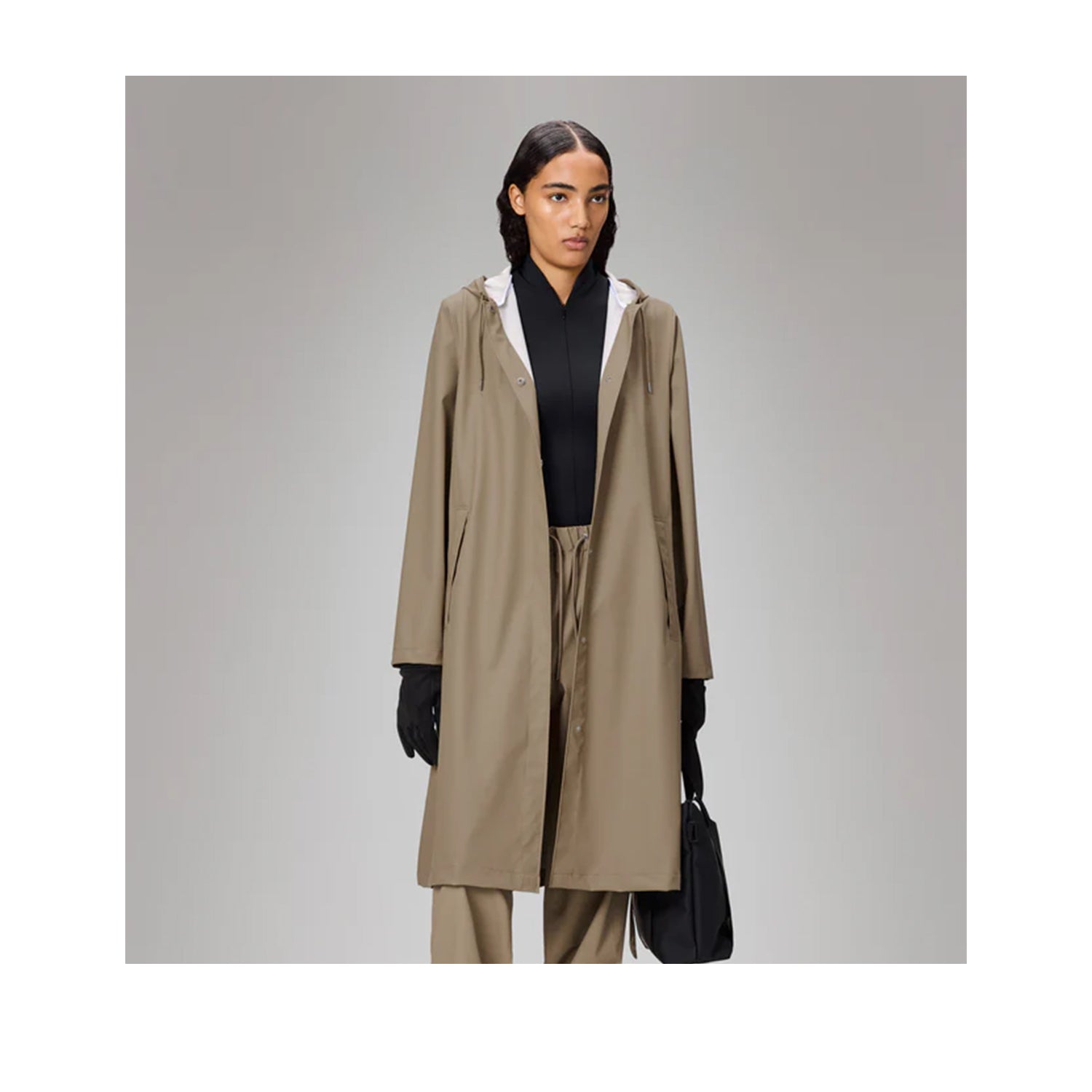 Rains Women's A-Line Longer Jacket W3 in Beige