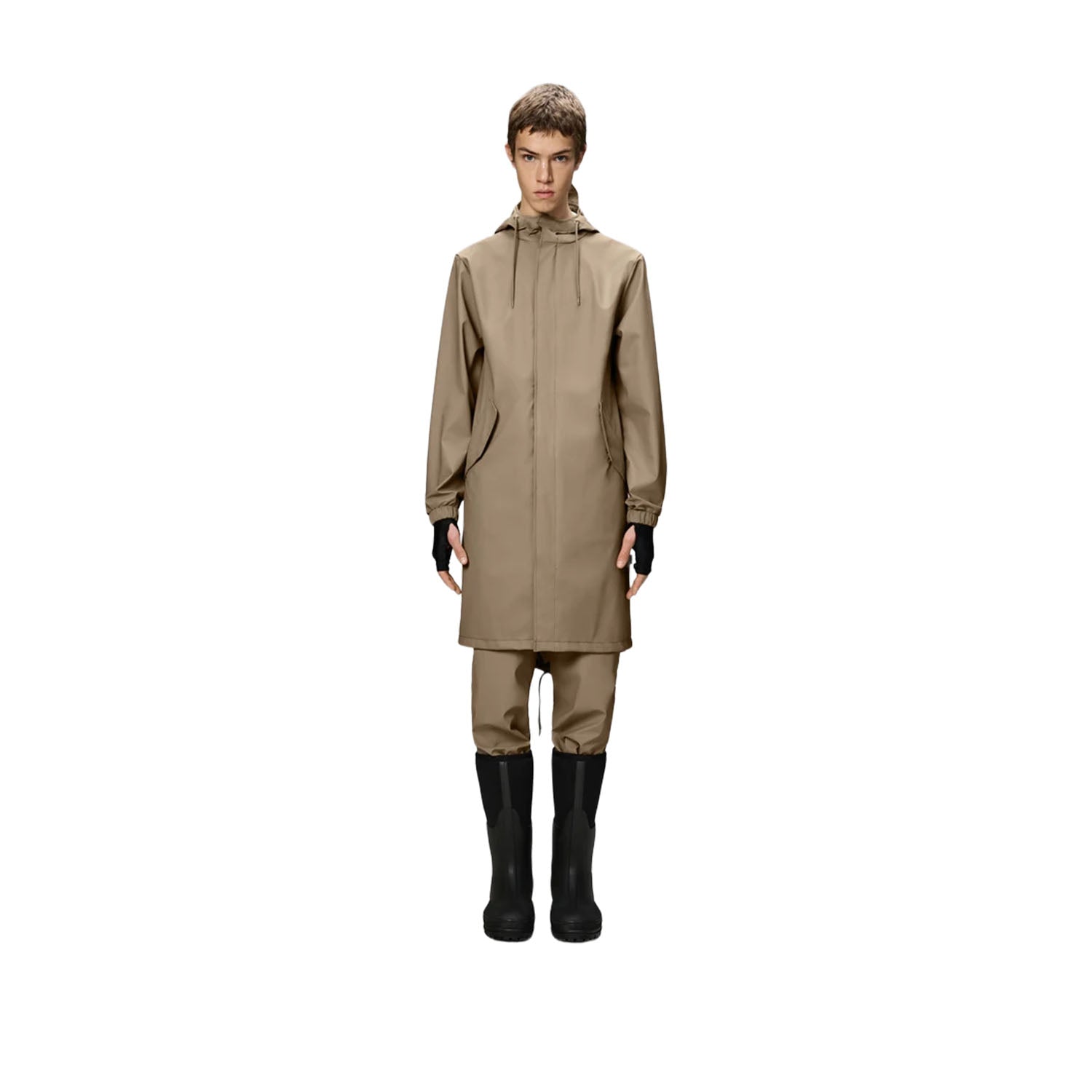 Rains Unisex Fishtail Parka in Beige