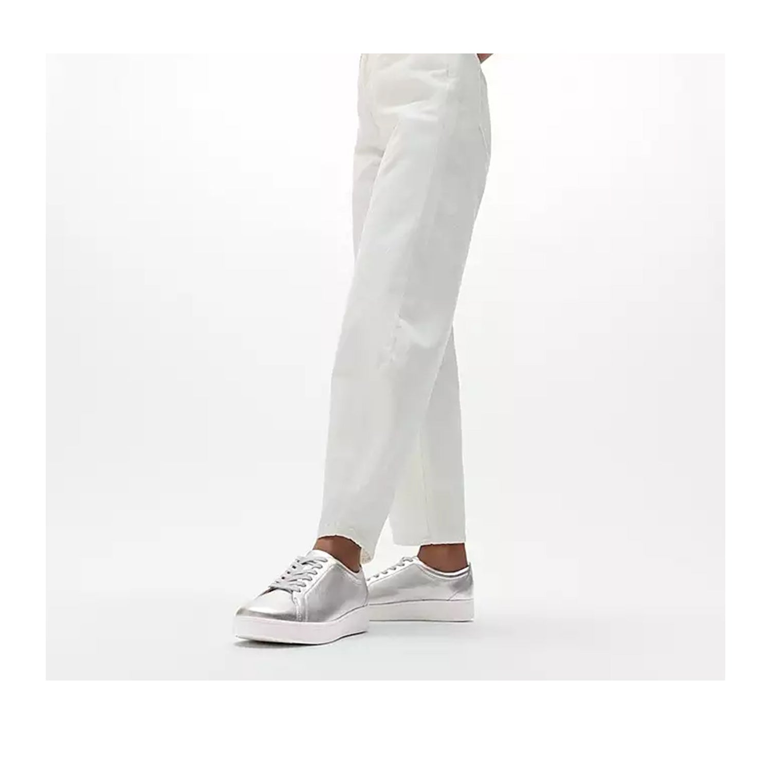 Fitflop Women's Rally Leather Sneaker in Silver