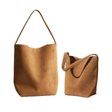 Ry & Ginger Small Suede Tote in Caramel